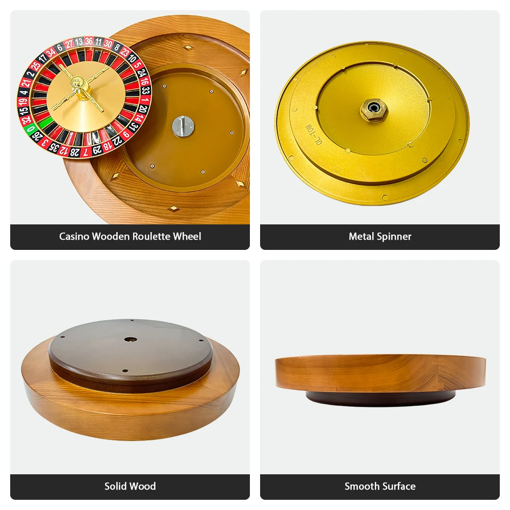 Wooden Roulette Wheel, 18 inch Solid Wood Casino Roulette Wheels Set for