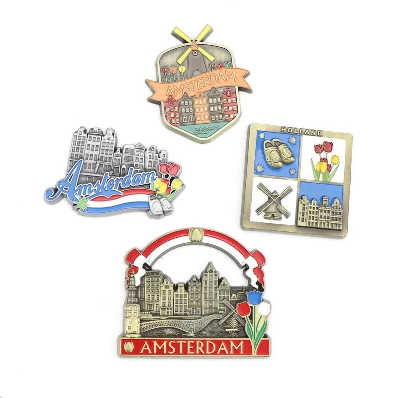 Заводской производитель изготовленный на заказ тюльпан Amsterdam туристический сувенир 3D металлический магнит холодильник