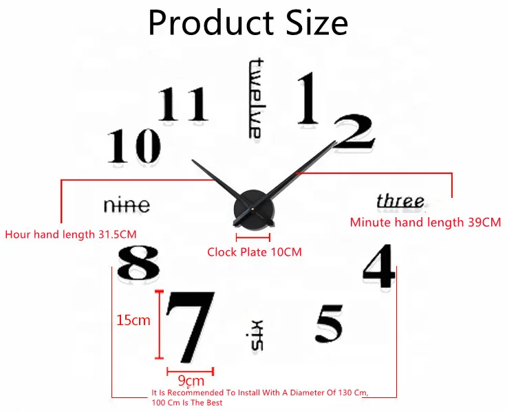 
European-Style Spanish Silent Clock Creative DIY Wall Clock Oversized Number Art Clock 