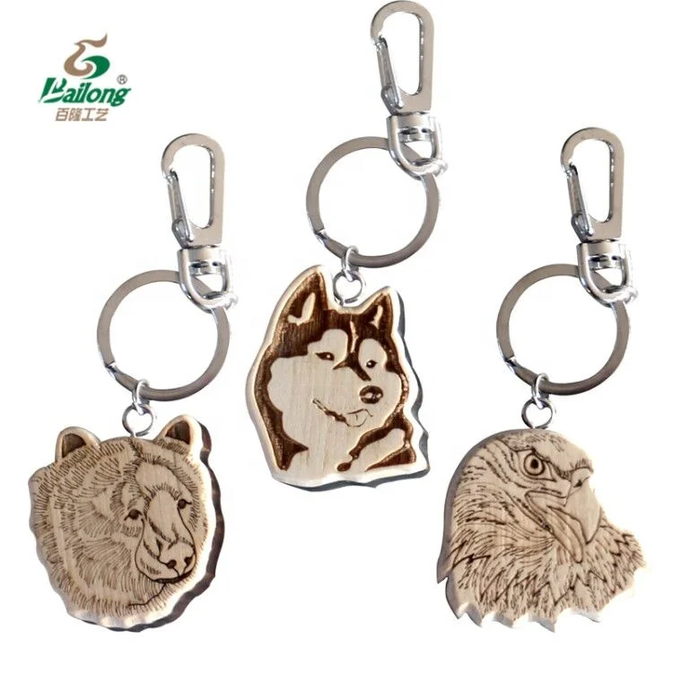 Laser engraved custom logo key chain souvenir wood custom keychain