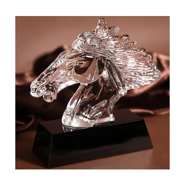 High Quality Mustang Crystal Horse Award For Horse Head Statue Business Trophy Souvenirs