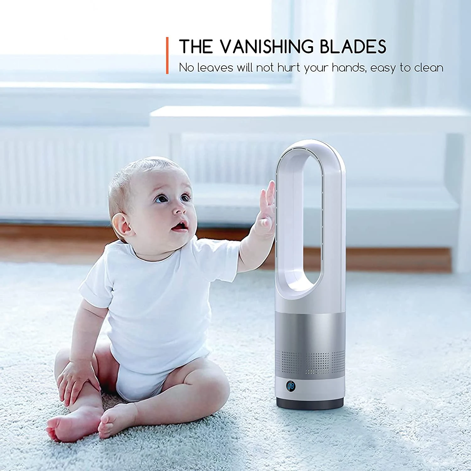 Smart Tuya Wifi 9 Wind Speed Bladeless Tower Fan Smart Noiseless Fan Mini Desk Standing Air Cooler Fan