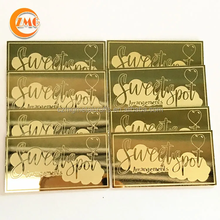 high grade custom shape shiny/matte engraved gold mirror metal stickers personalized metal logo label tag