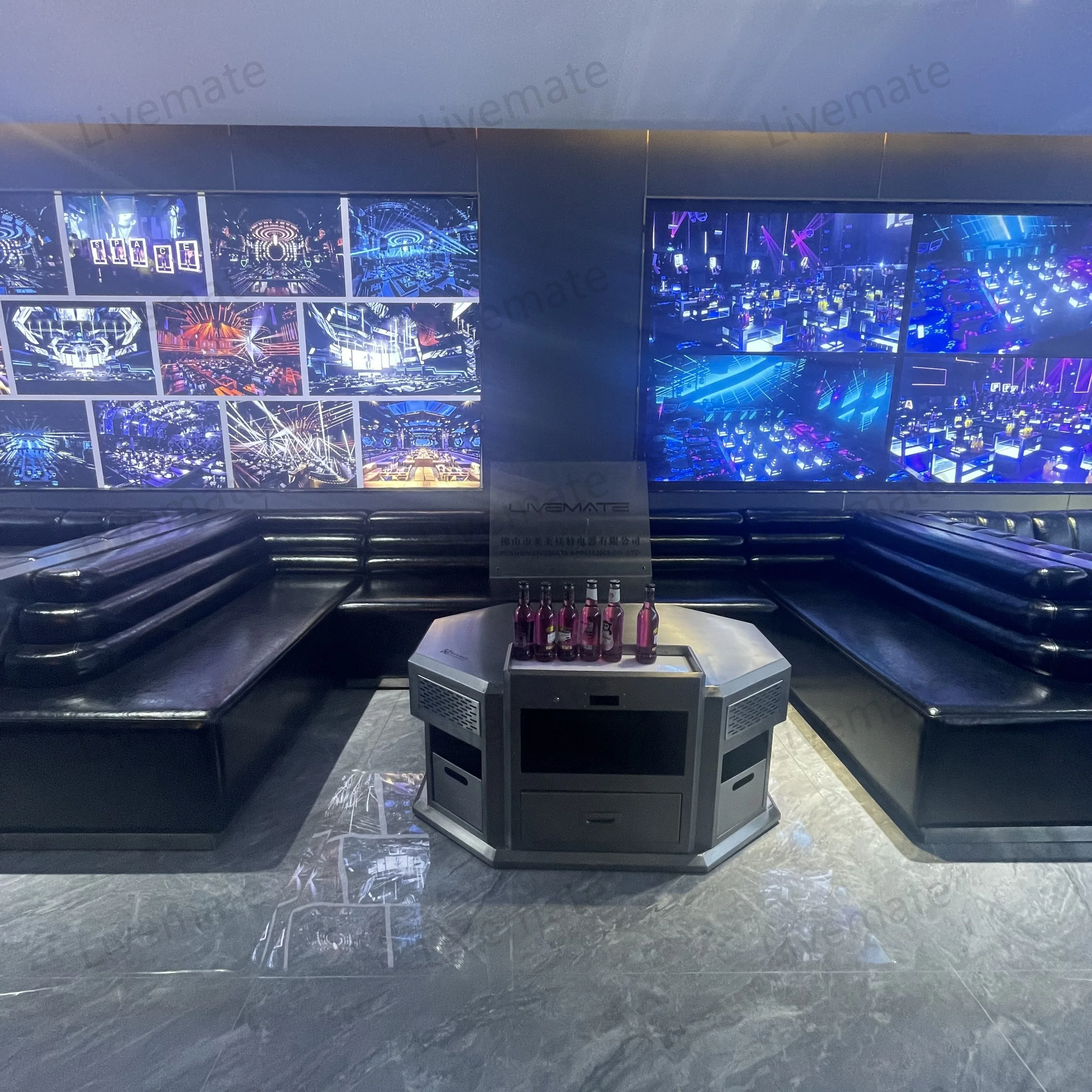 Hookah lounge bar furniture set vintage unique home bar cigar sofa genuine leather club house seating night club table sofa set