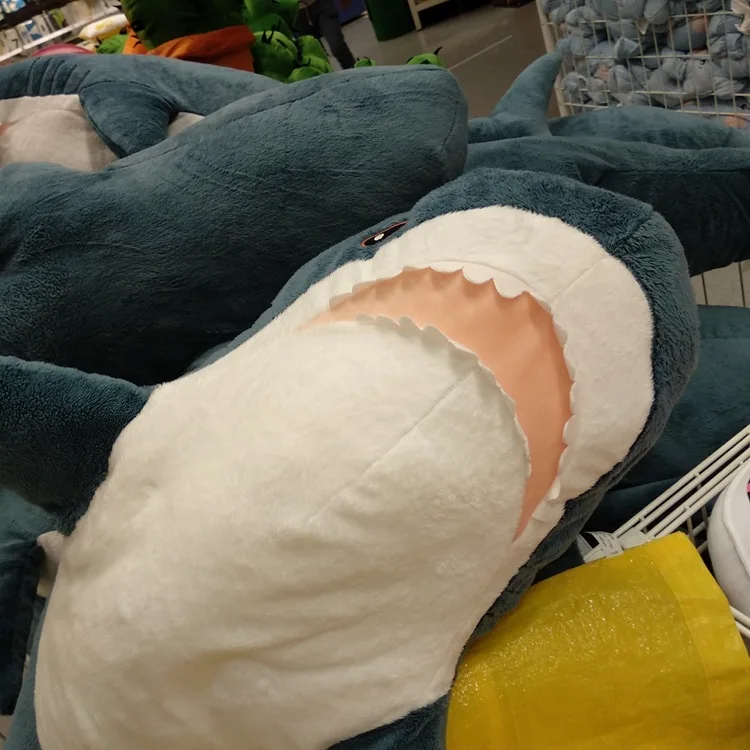 Promotion Gift Customized Stuffed Plush Toy Cute Whale Sleeping Pillow Toy Animal Soft Blue Shark Toy For Kids