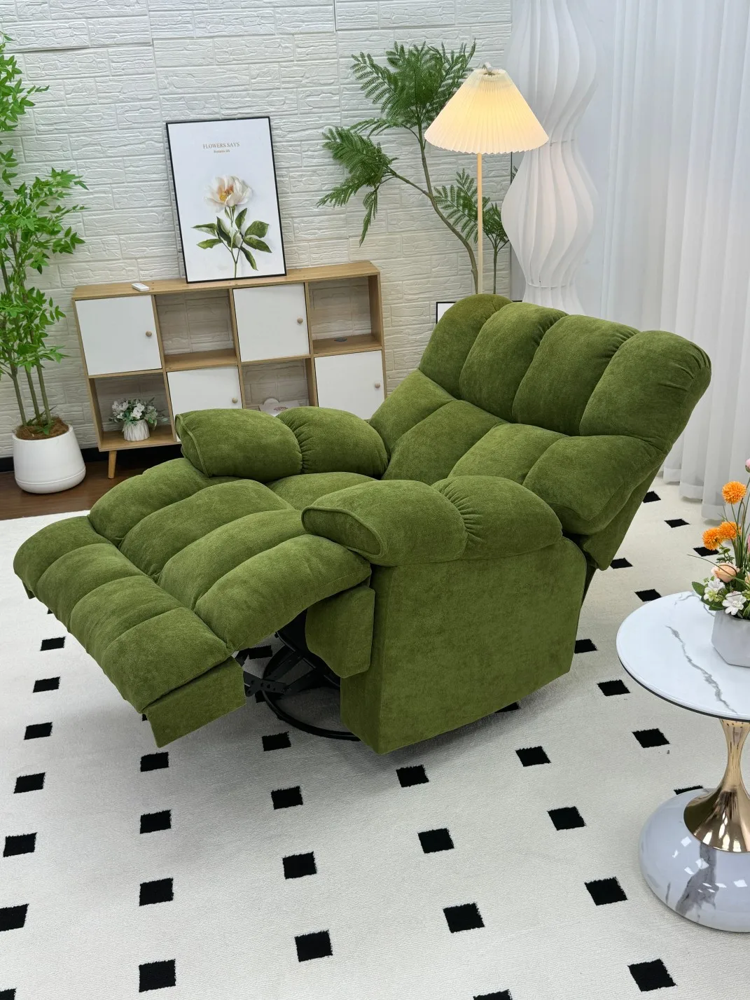 Extendable Rotating Lazy Functional Sofa Comfortable Cloud Velvet Fabric Luxury Adjustable Living Room Rocking Recliner