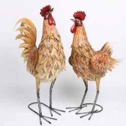 Modern Metal Lifelike Home Decor Animal  Rooster Garden Statue