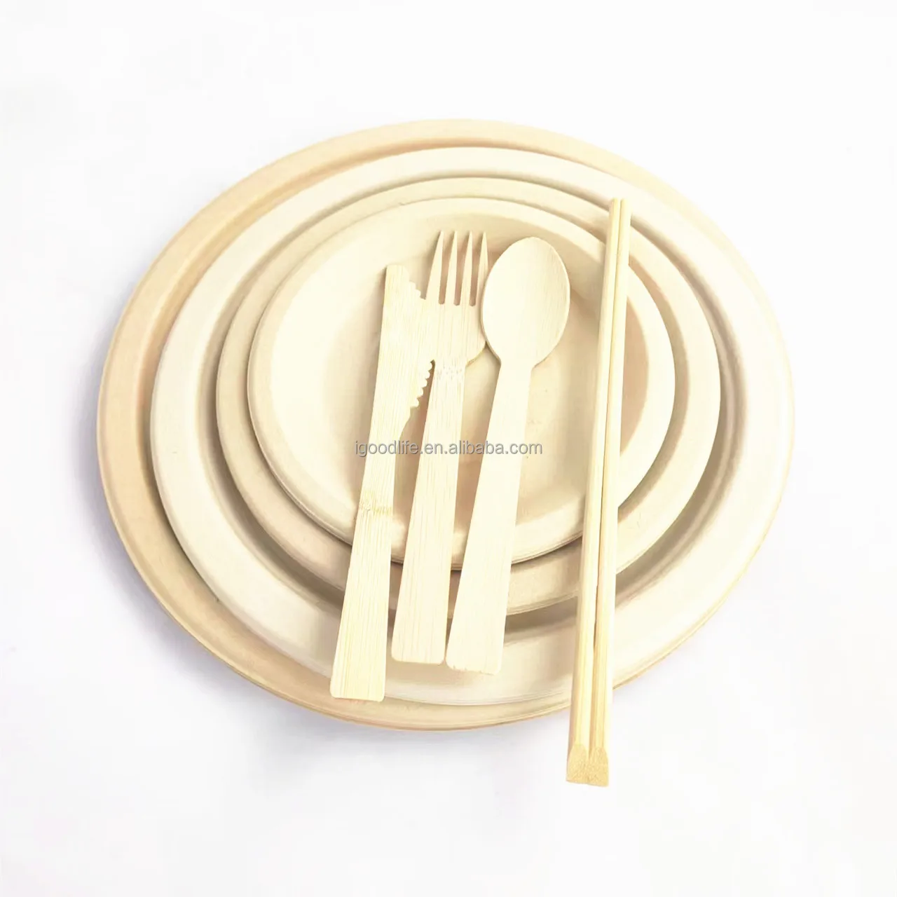 Disposable Bamboo Fiber Tableware Pulp Plate Dishes with Plant Pattern for Food Disposable Paper Plates for Burgers