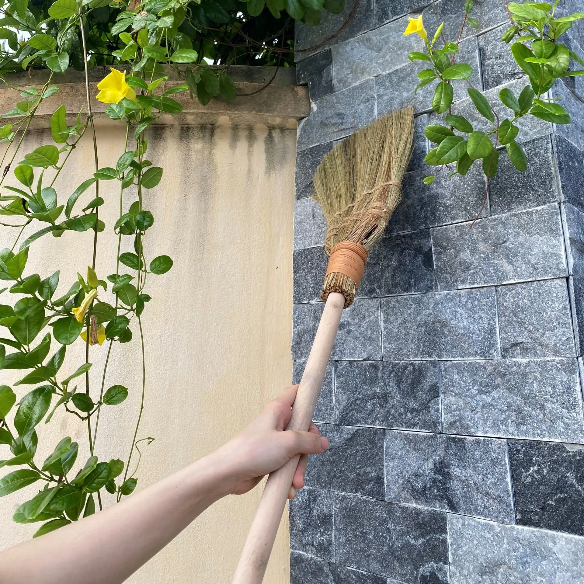 Straw Soft Broom for Cleaning with Long Handle Broom- Broom Decorative