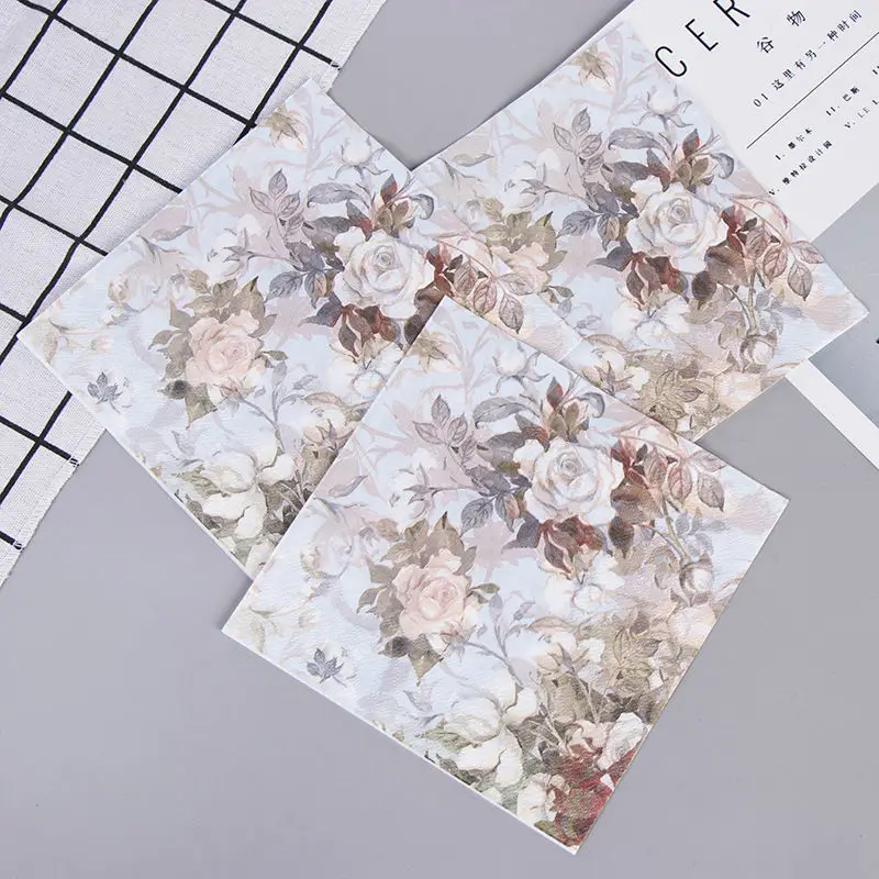 Wholesale Custom High Quality Disposable Beautiful Flower Party Printed Paper Napkins For Dinner