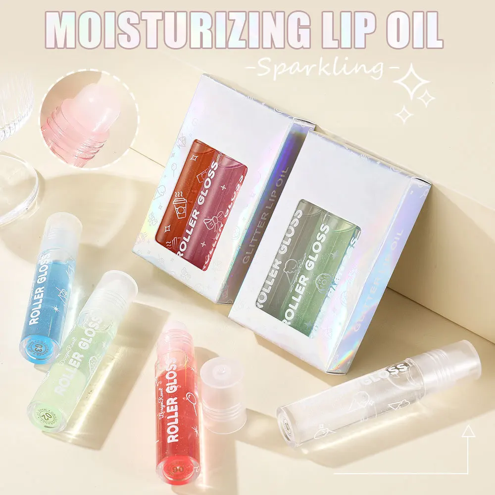 Lip Gloss Three Piece Set Transparent Lip Gloss Thin Flash Coating Box Moisturizing Lip Oil