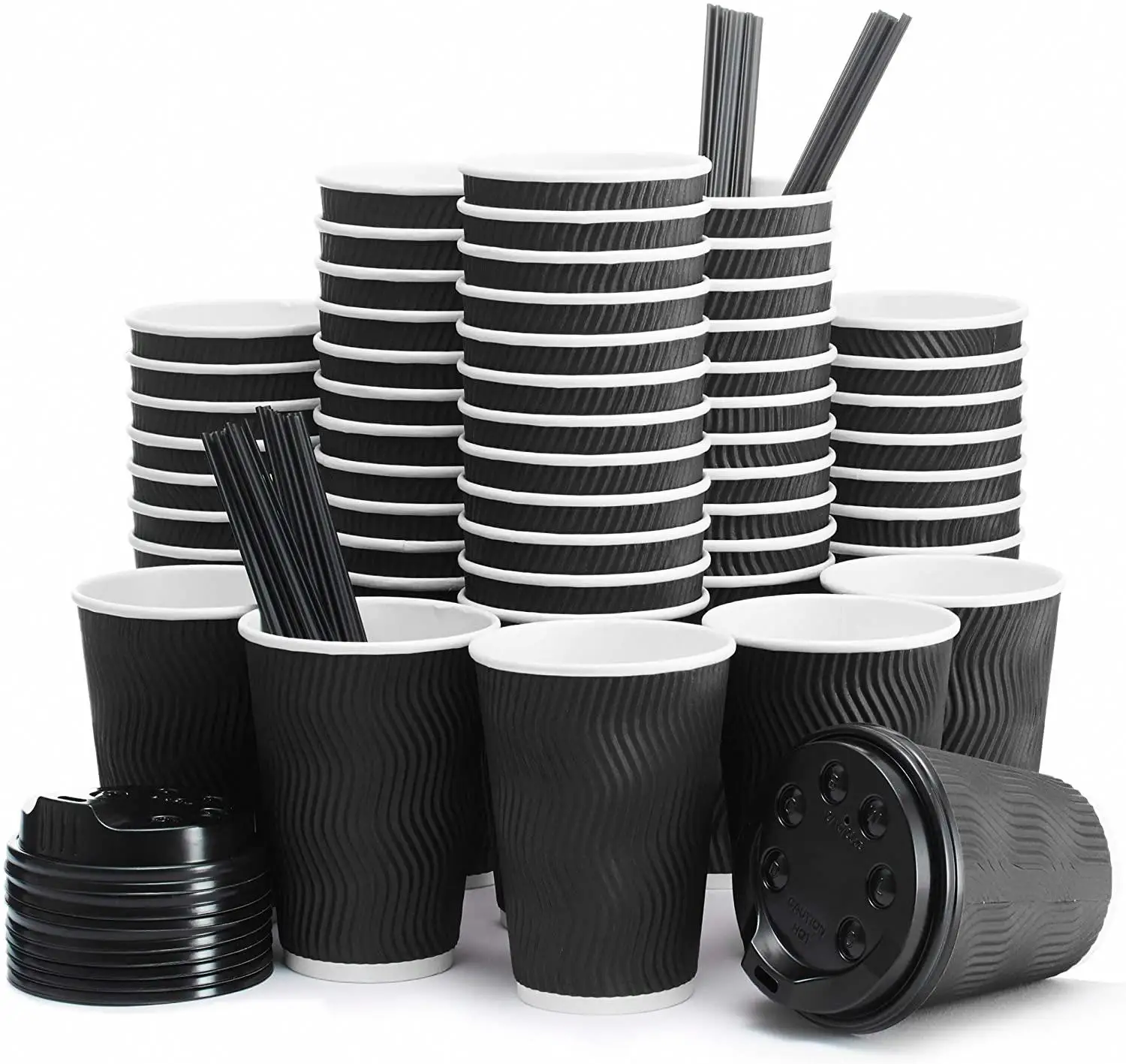 Disposable Paper Cup Biodegradable Coffee Cups Single Double Ripple Wall Custom Logo Printed Take Away Paper Coffee Cups