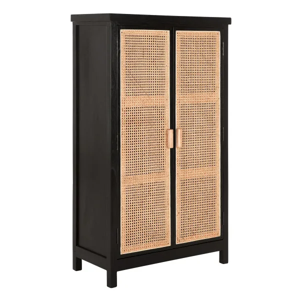 Black Wood Furniture 2 Rattan Door Wardrobe