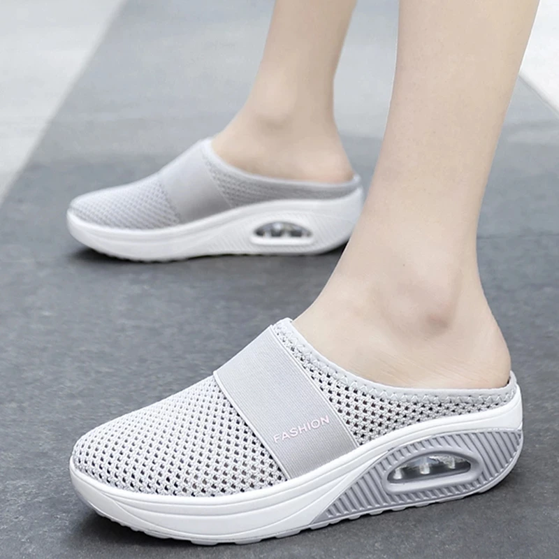 2025 Women Fashion Wedges Platform Shoes Female Slides Slippers Breathable Chinese Mesh Lightweight Ladies Footwear