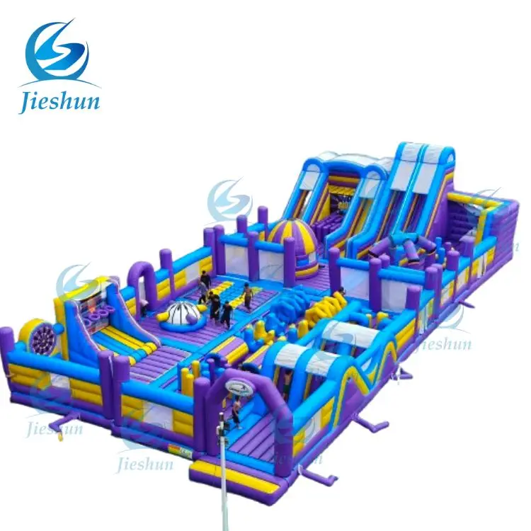 Colorful Theme Park Inflatable Amusement Park Obstacle Course inflatable trampoline big bounce house for Kids and Adult