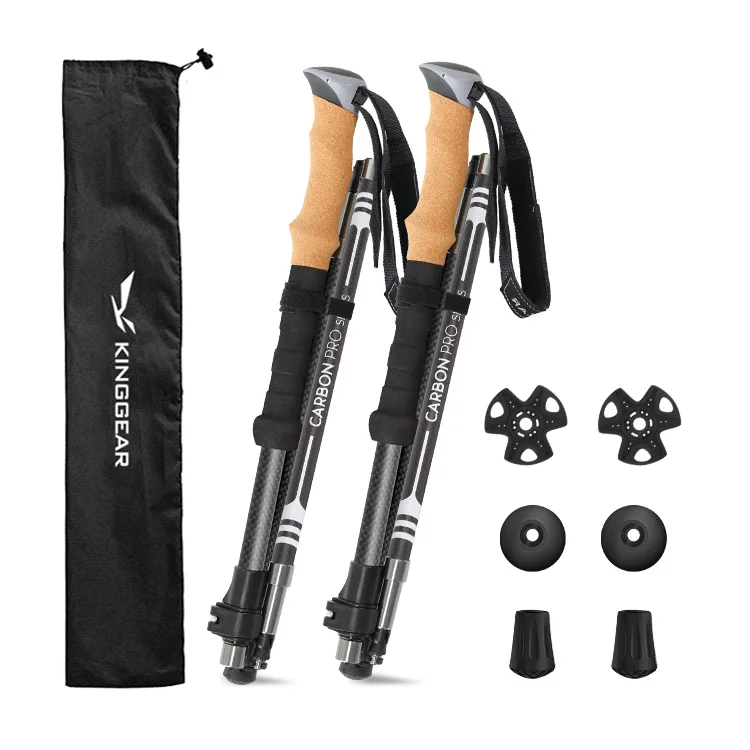 RTS Custom Nordic Walking Stick 3k Carbon Fiber Hiking Carbon Trekking Walking Outdoor Bastones Trekking Pole