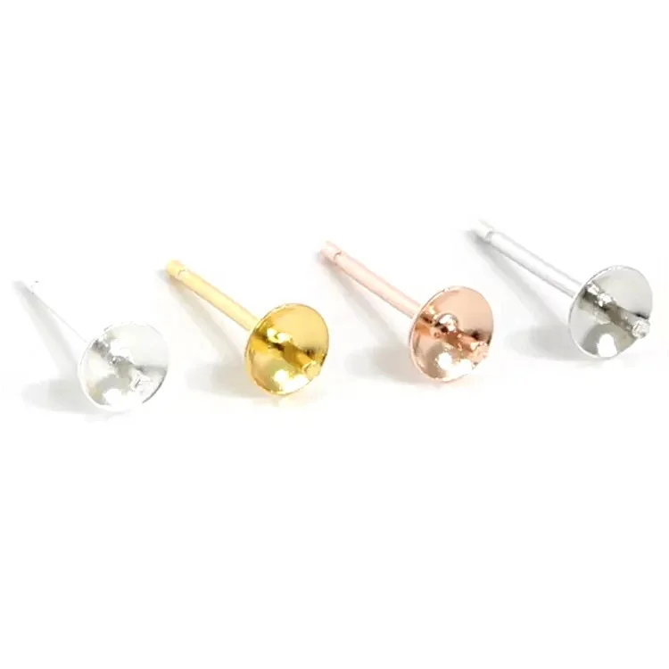 Wholesale Custom 925 Sterling Silver Jewelry Pearl Earring Stud Accessories for Pearl Earrings Making