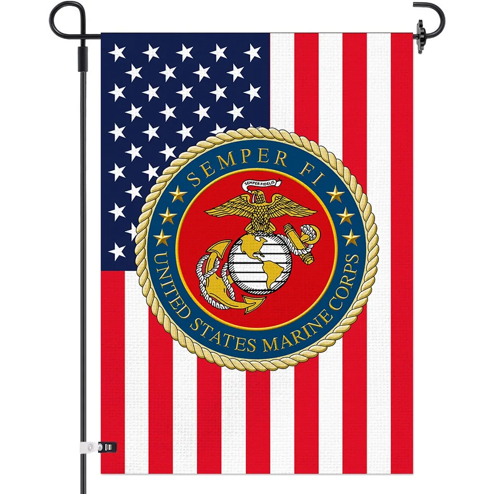 
 USMC Садовый флаг Двусторонняя Мешковина Semper Fi Американский военный Ветеран дом флаги морской корпус двора баннеры Открытый Декор  