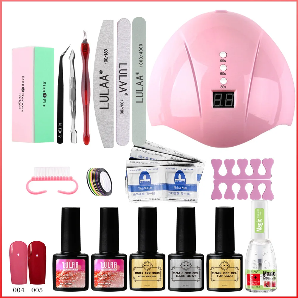 GK03A Professional nail art UV gel Curing tool kit polish gel nail kit with uv led lamp poly gel nail polish kit with uv light