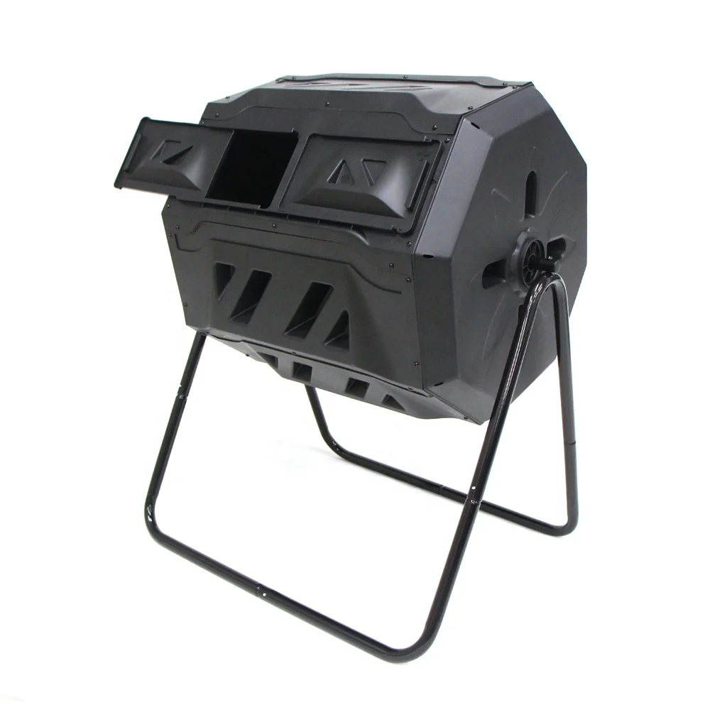 160L large black garden compost bin tumbler for food waste reuse kitchen