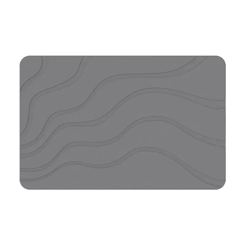 2024 Factory Customized Ultra Absorbent Diatomaceous Earth Bath Mat Classic Grey Non-Slip Fast Drying Stone Newest Hot Home