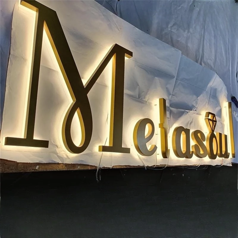 Customized Brushed Chromed Stainless Steel Small Acrylic Led Backlit Channel Letters for Shop