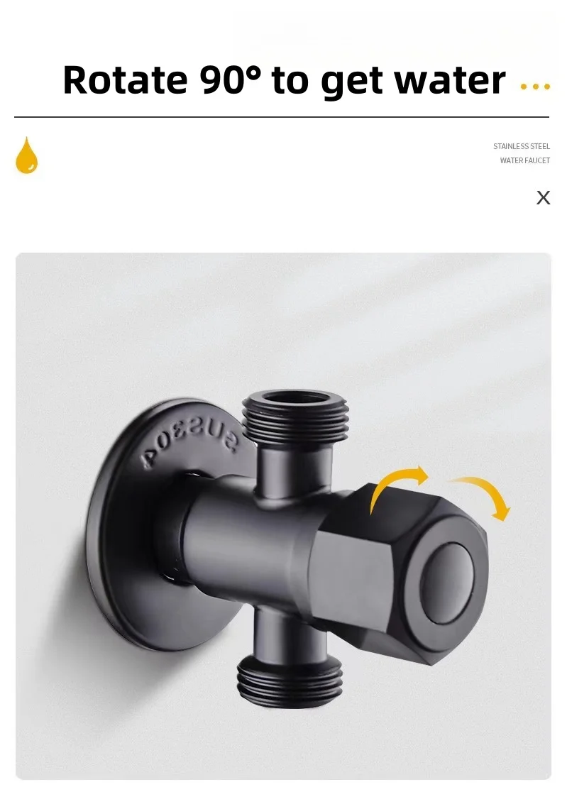 Factory Direct Cheap Price Stainless Steel Water Stop Valve Hot Sale G1/2 Matte Black Sus 304 Angle Valve