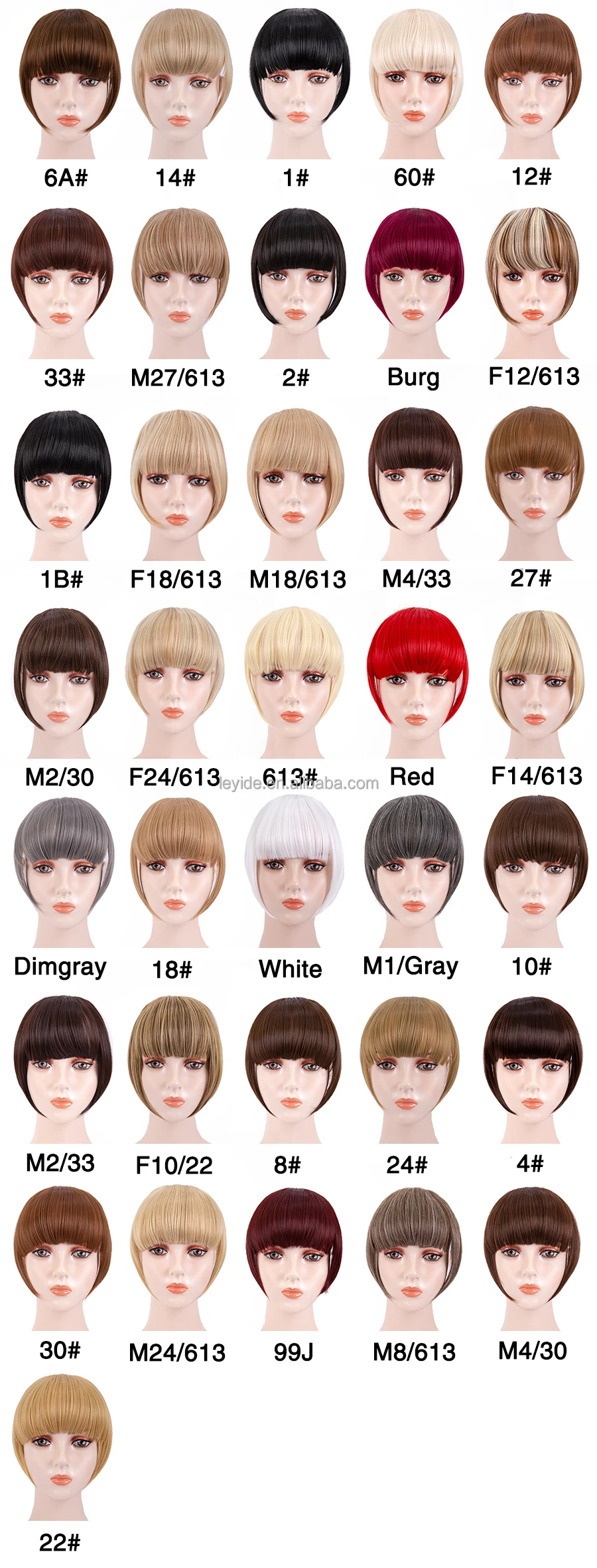 AliLeader 36 Colors Synthetic Sweeping Side Blunt Bang Natural Straight Hairpieces Neat Front Fringe Clip In Hair Bangs