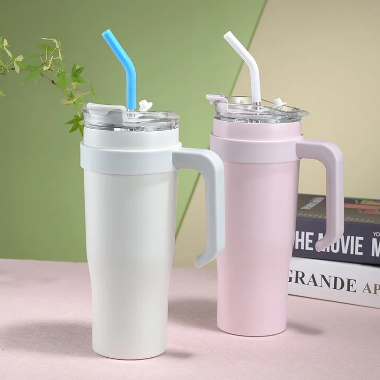 customize logo 3pcs mini cup 40oz tumbler cup gifts set double wall water bottle insulated coffee tumbler mug with handle straw