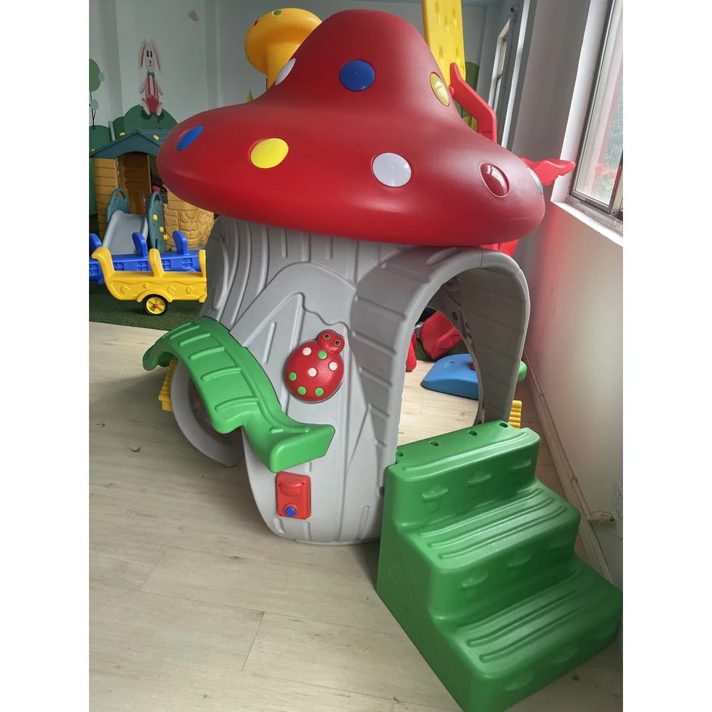 Kindergarten Indoor Plastic Toys Indoor Playground Equipment for Kids Mushroom House Style plastic slide