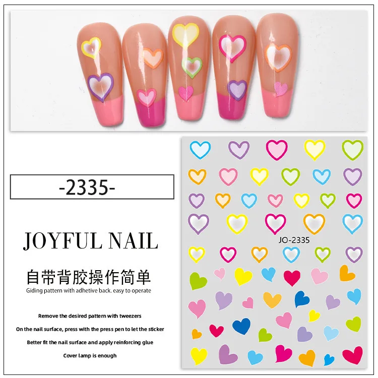 Nail Art Accessories Manicure Stickers  colorful heart Nail Stickers Nail Art Stickers