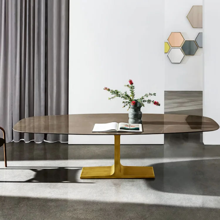 Top Quality Commercial Steel Dinning Table Restaurant Tables Luxury Modern Stainless steel Metal Leg Dining Tables