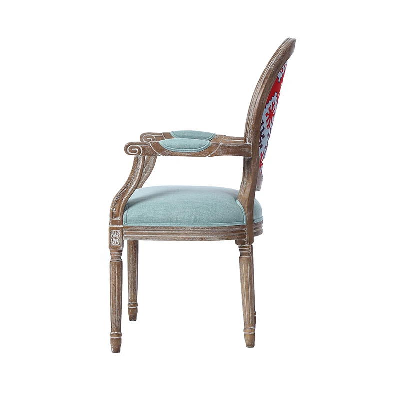 Factory custom American solid wood brand armrest retro leisure chair antique wedding banquet dining chair