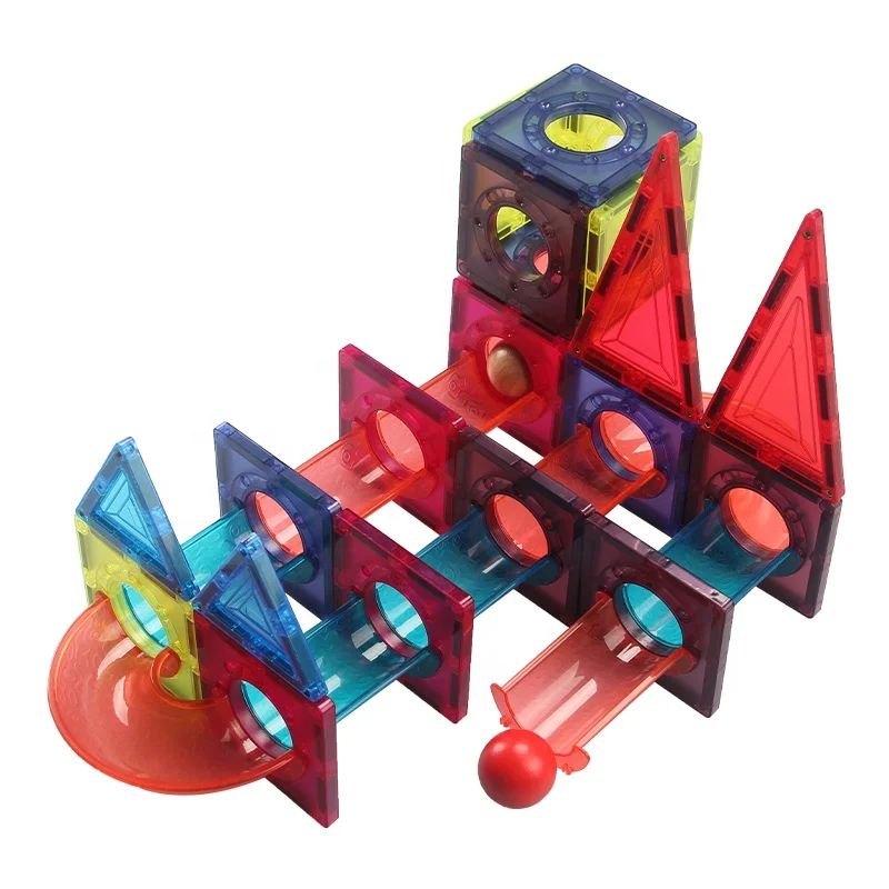 3D Transparent Children Magnetic Set Ball Play Maze Race Set Toy Marble Run Tiles