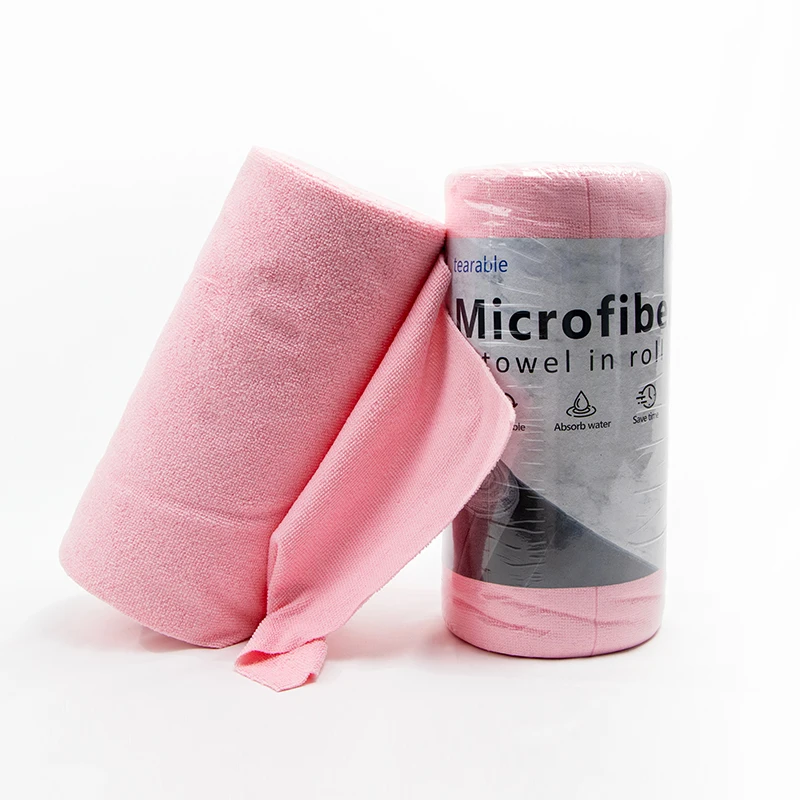 Customized Packaging Microfiber Towel Rolls For Kitchen Towel And Car Wash Tear Away Microfiber Cleaning Cloths Roll