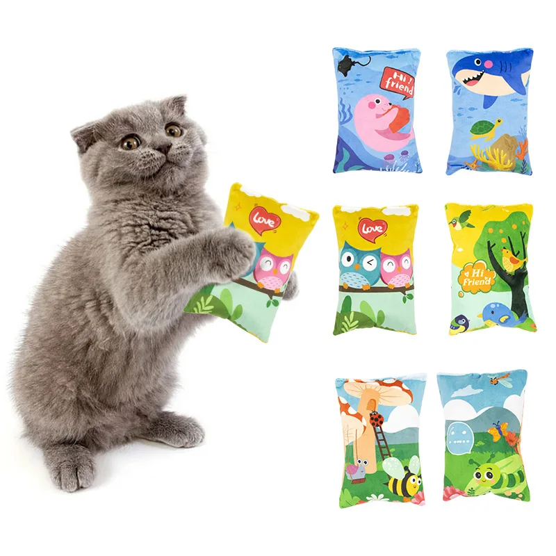 Customize Teasing Cat Teeth-Grinding Toys Pet Plush Pillow Catnip Bag Cat Toy Mouse Printed