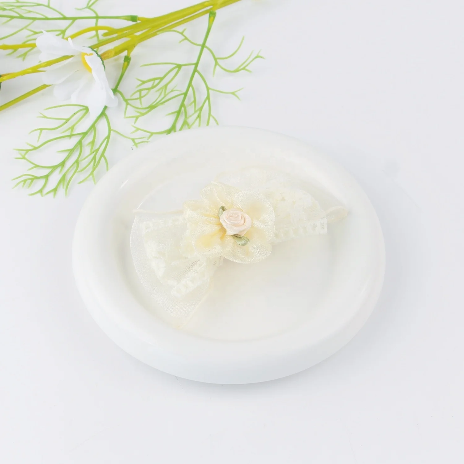 Wholesale Hot Selling Handmade Simulation Flower Organza Ribbon Bow Rhinestone Hair Clip Fashion Hairgrip