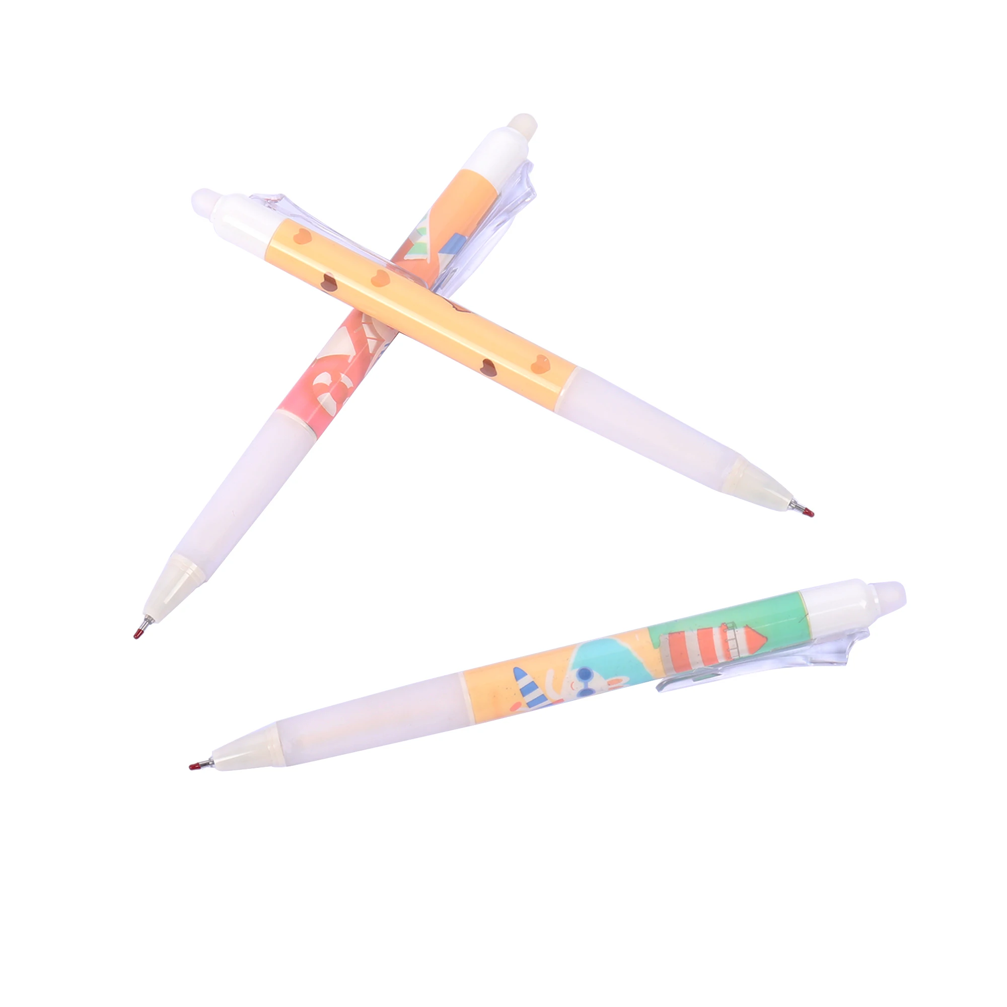 wholesale printing  eraser gel pen embossing grip cute pen with eraser on the top