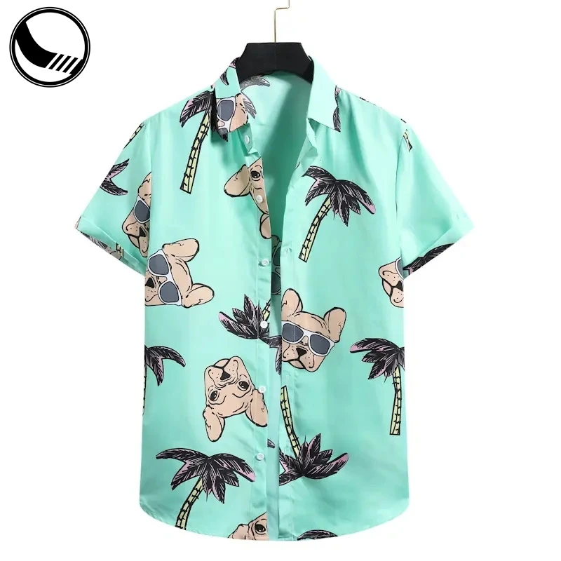 Custom Vacation Mens All Over Print Button Up Short Sleeve Hawaiian Shirt Cotton