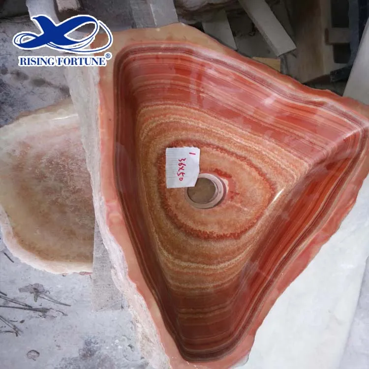 Red onyx irregular basin
