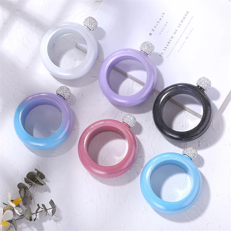 Bangle Flask with Crystal Lid Stainless Steel Flask Gift For Women Girls Hidden Flask Bracelet Funnel Set