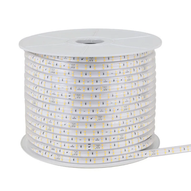 Новая гибкая светодиодная лента 2835 SMD rgb теплый белый 220 В 50 м наружная водонепроницаемая ip65 веревочная лампа