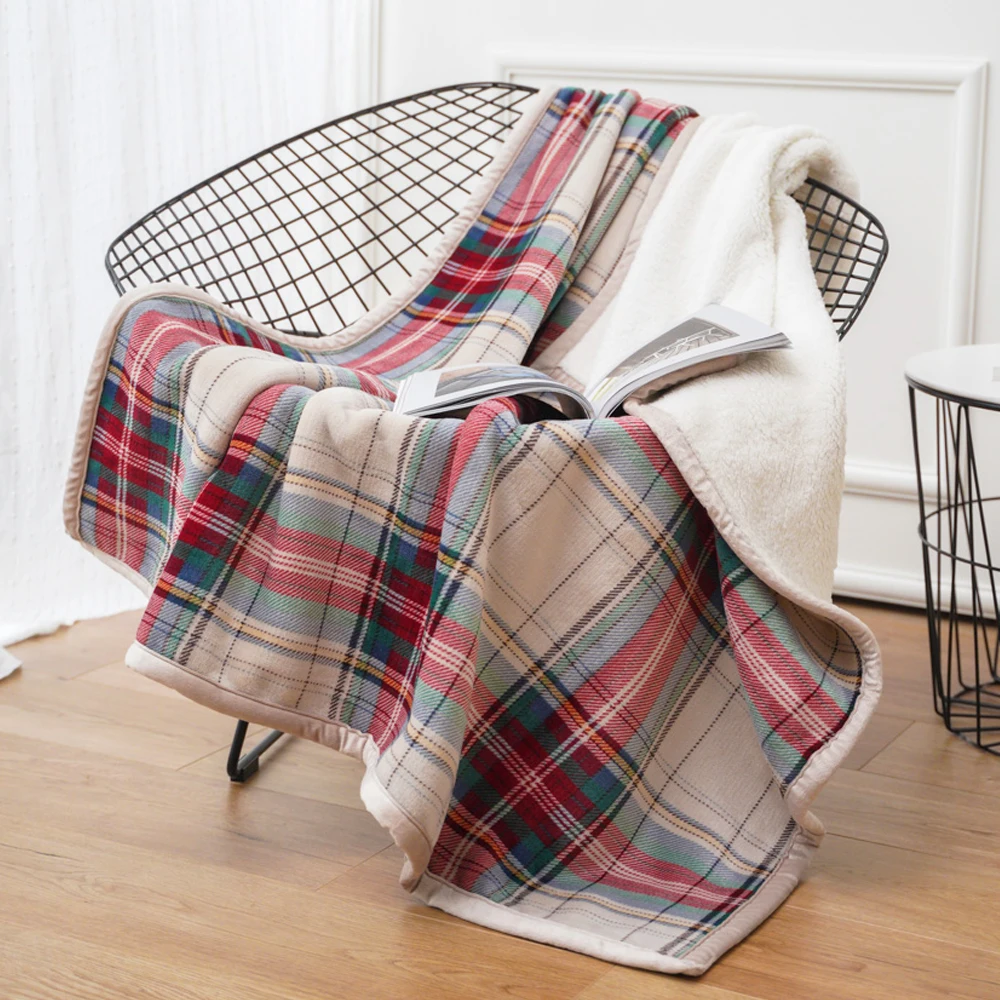 Cozy Buffalo Gingham Polyester Plaid Fleece Blanket Designer Checkered Throw Christmas Scottish Tartan Flannel Sherpa Blanket