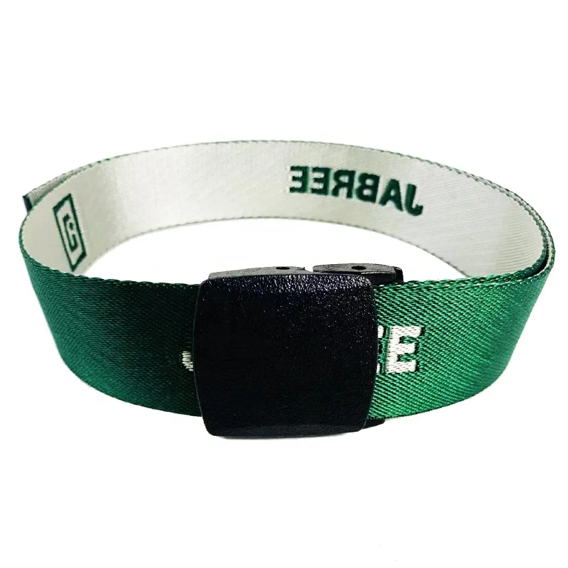 Wholesale Custom Woven Outdoor Nylon Fabric Mens Belt Automatic Plastic Buckle Fashion Jacquard Printed Polyester Belt With Logo