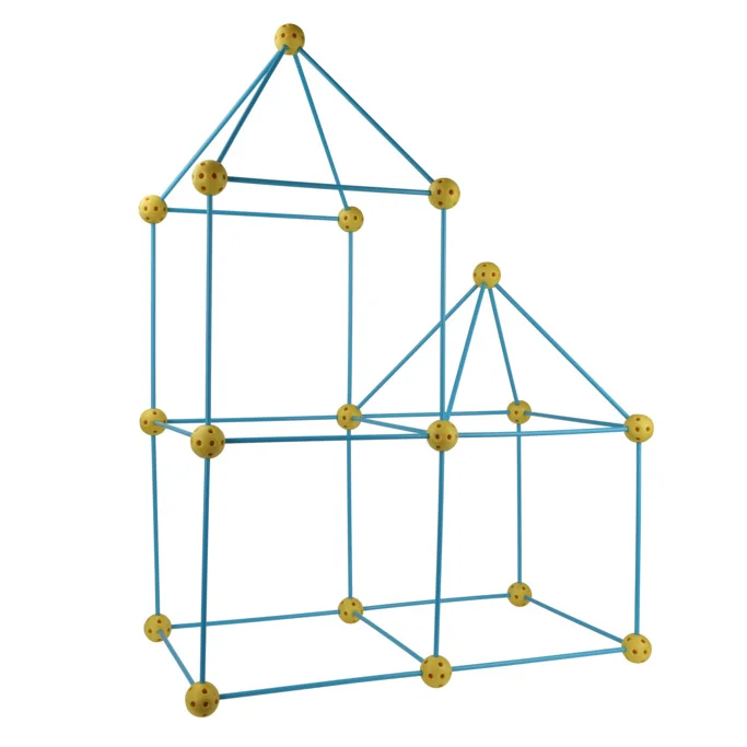High Quality Creative Construction Forts Kit With Blue Poles And Yellow Balls For Kids