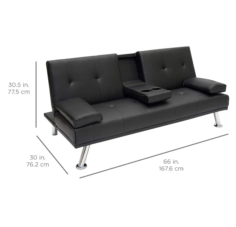 Murphy foldable faux leather sofa bed