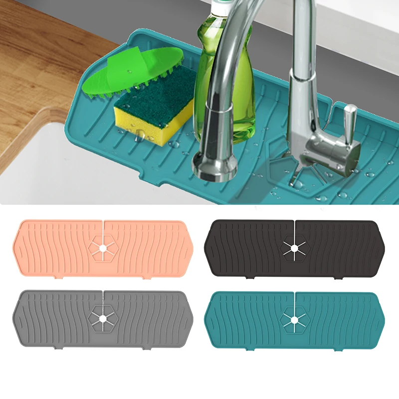 Silicone Kitchen Faucet Handle Drip Catcher Tray Sink Mat Splash Guard For Bathroom Washing Baffle Board