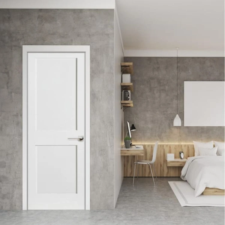 White Internal Prehung Door Modern Interior Room Shaker Style White Primer Panel Wood Room Doors For House Hotel Apartment