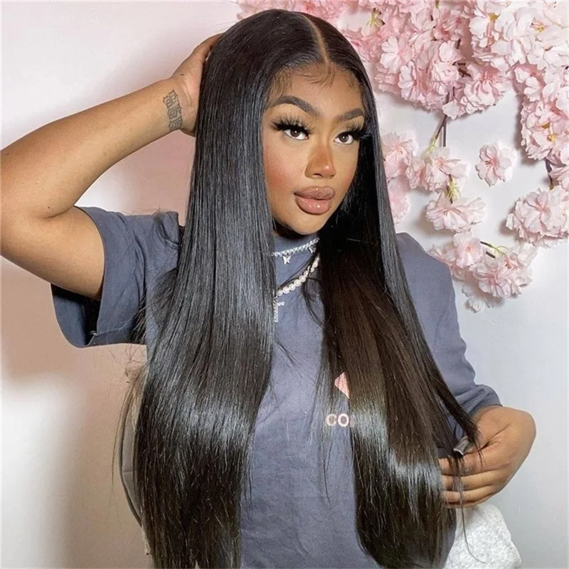 Cheap 13x4 4x4 Swiss Lace Front Wigs for Black Women Brazilian Raw 100% Virgin Indian Lace Closure Frontal Human Hair Wigs