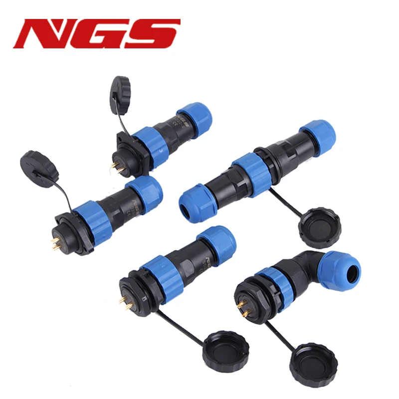 Waterproof Connector Straight SP20 SP28 IP68 3/5/6/7/9/10/12/14/16/19/22/24/26 Pin Docking Flange Back Nut Square Aviation Plug
